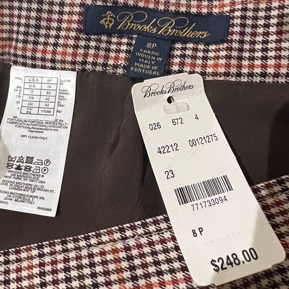 BROOKS BROTHERS Italian Wool Houndstooth Plaid Pleated Estethia Skirt 8 Petite - Picture 11 of 14